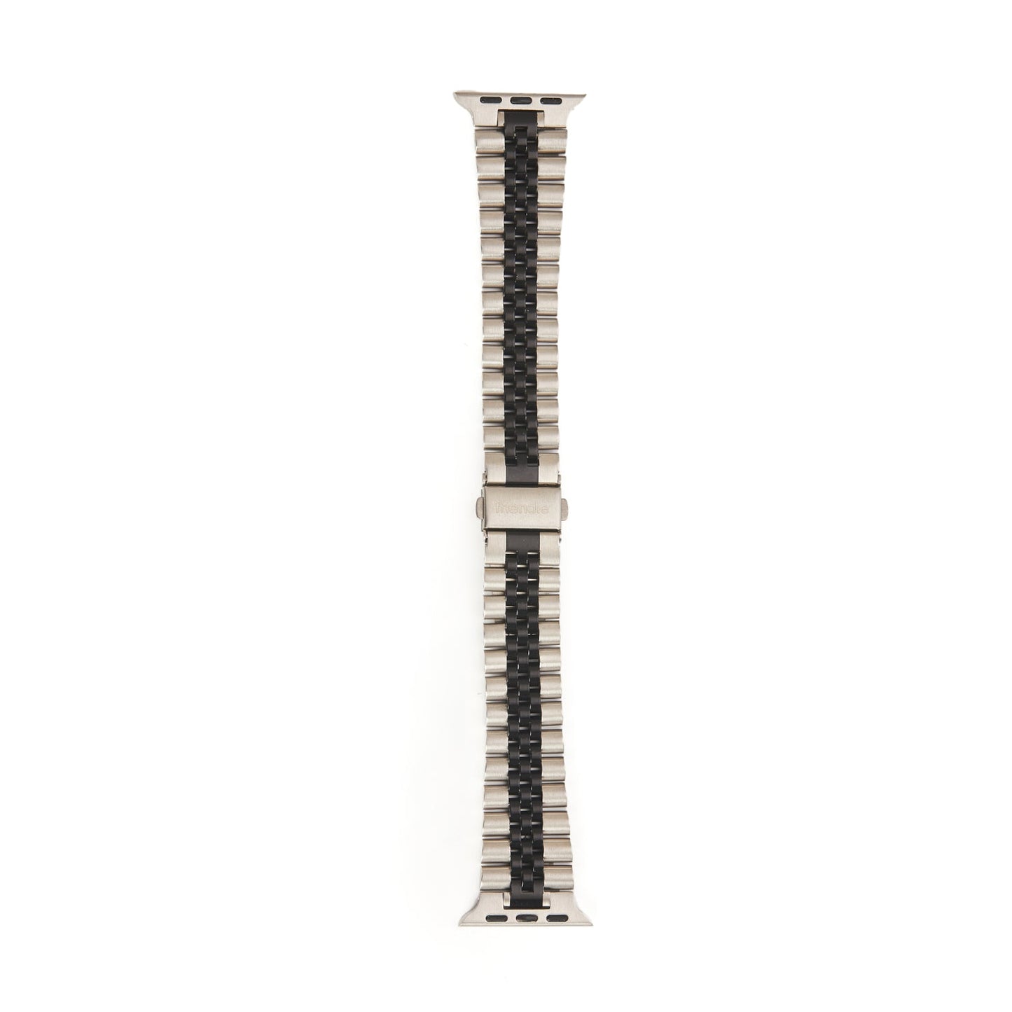 Stainless Steel Link Bracelet Band - The Perth in Silver and Black Large - Compatible with Apple Watch Size 42mm to 45mm-1
