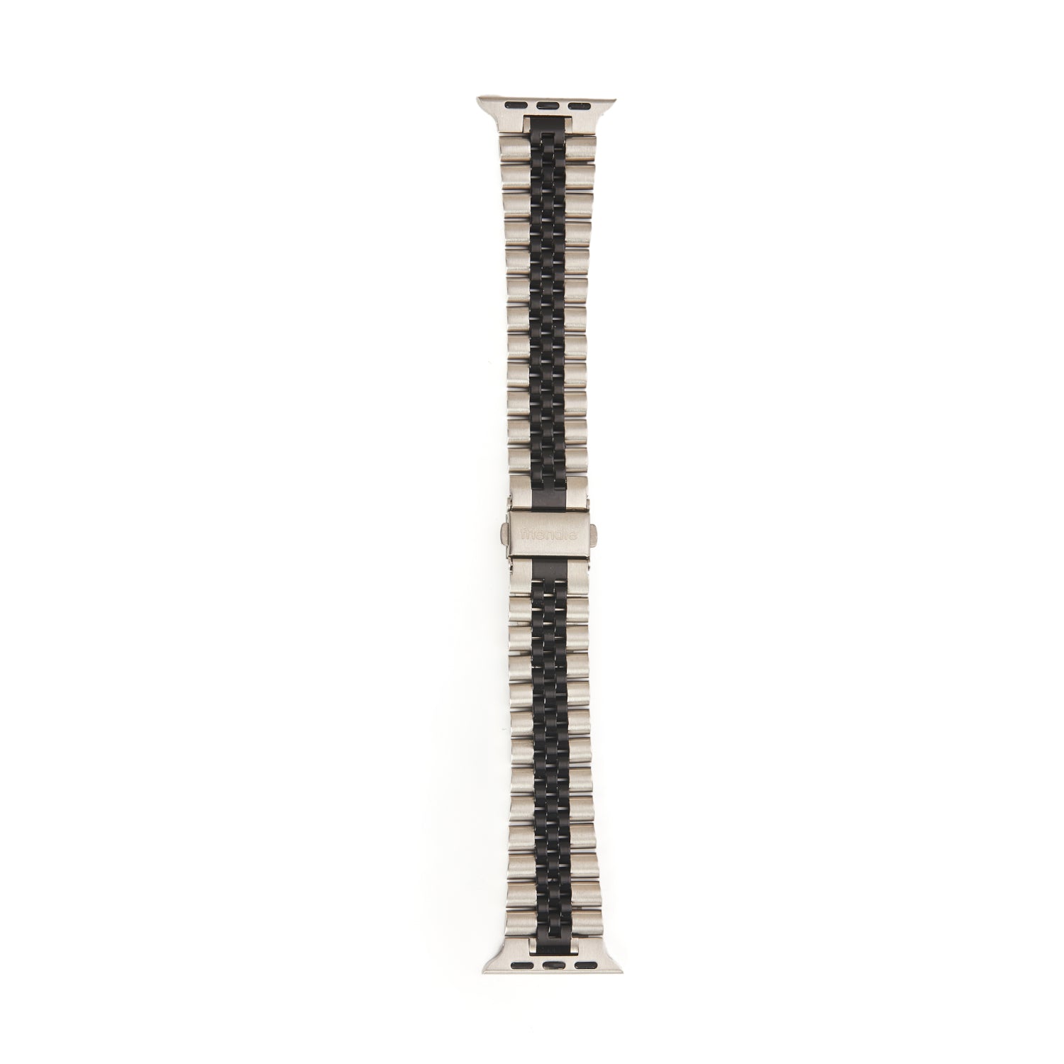 Stainless Steel Link Bracelet Band - The Perth in Silver and Black Large - Compatible with Apple Watch Size 42mm to 45mm-1