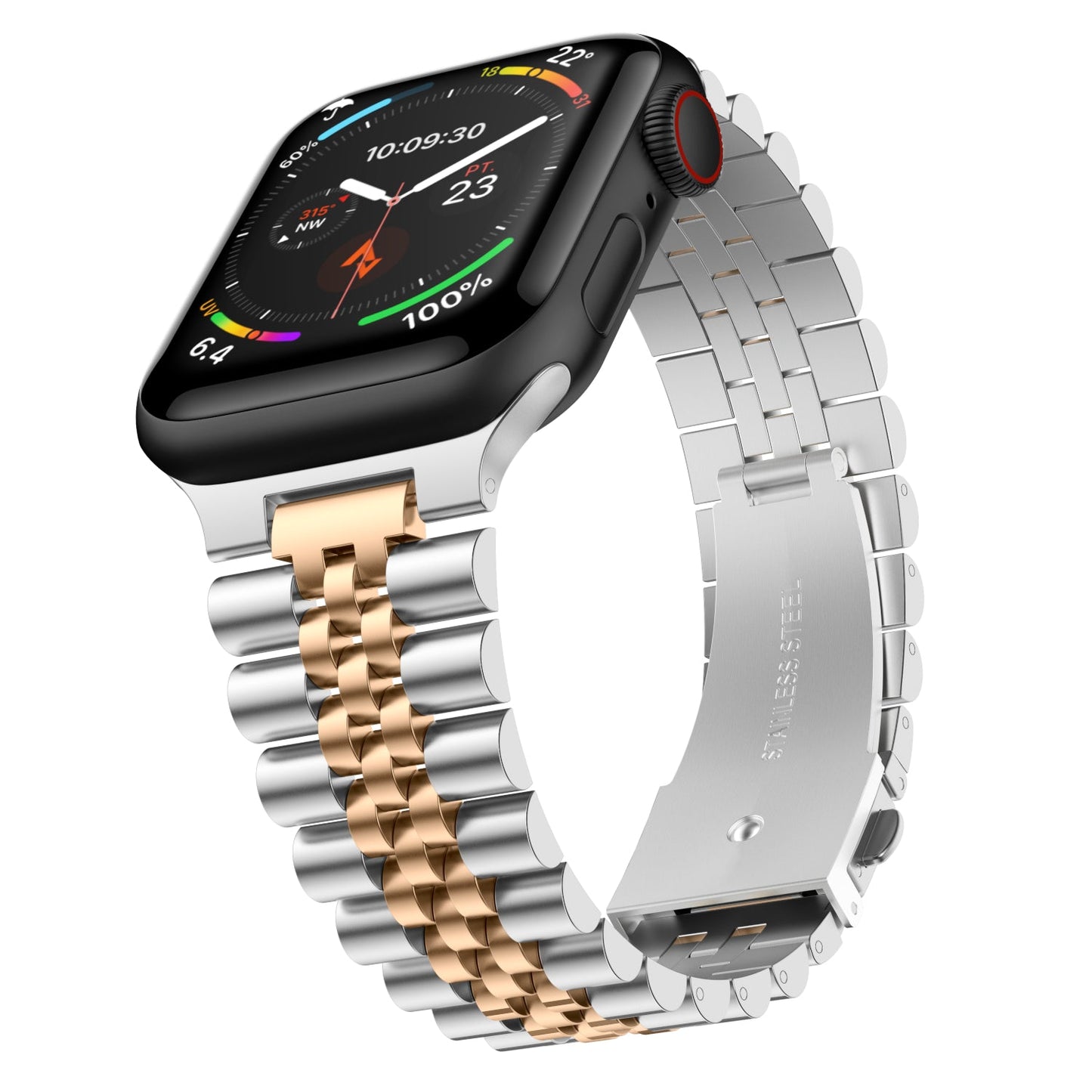 Stainless Steel Link Bracelet Band - The Perth in Silver and Gold Small - Compatible with Apple Watch Size 38mm to 41mm