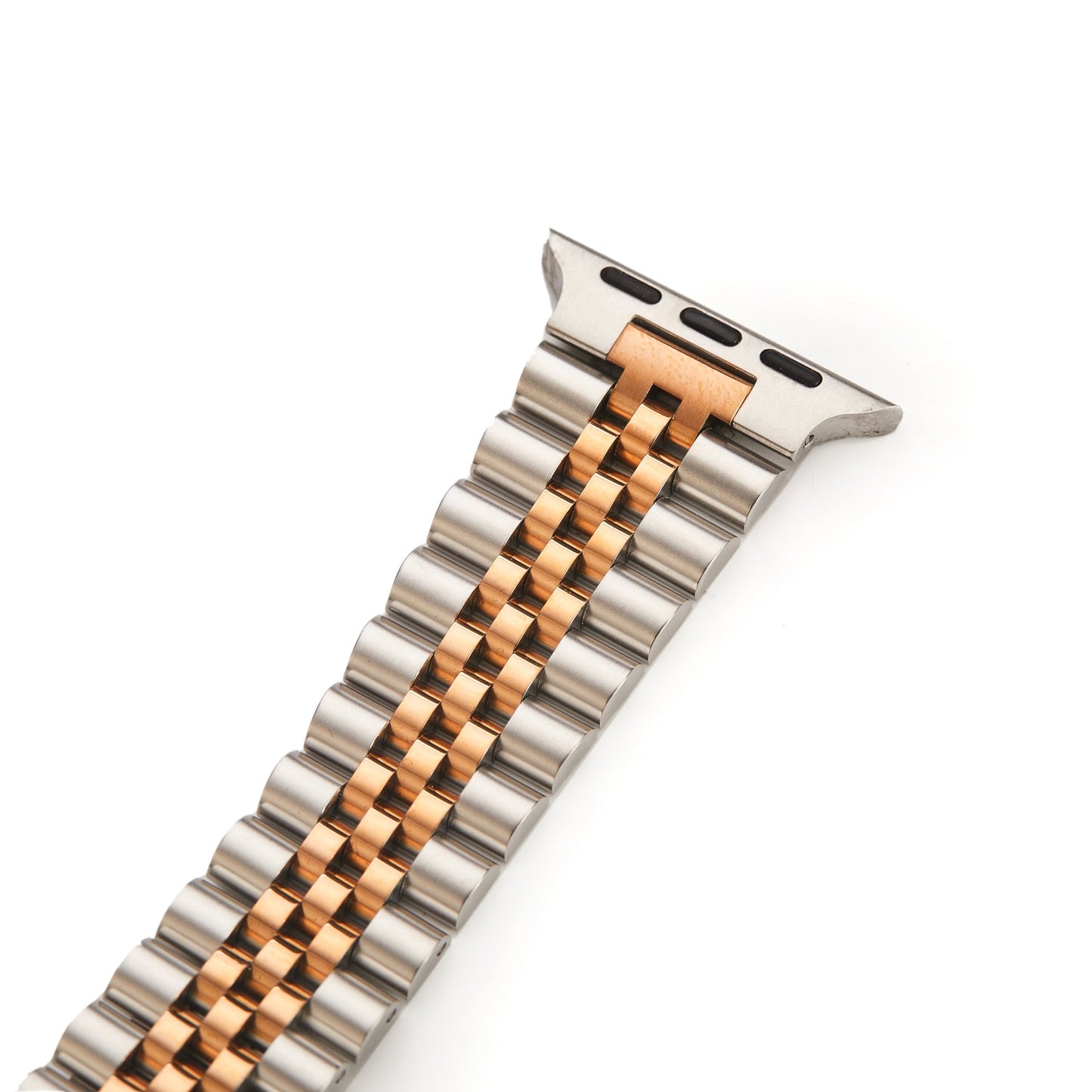 Stainless Steel Link Bracelet Band - The Perth in Silver and Rose Large - Compatible with Apple Watch Size 42mm to 45mm