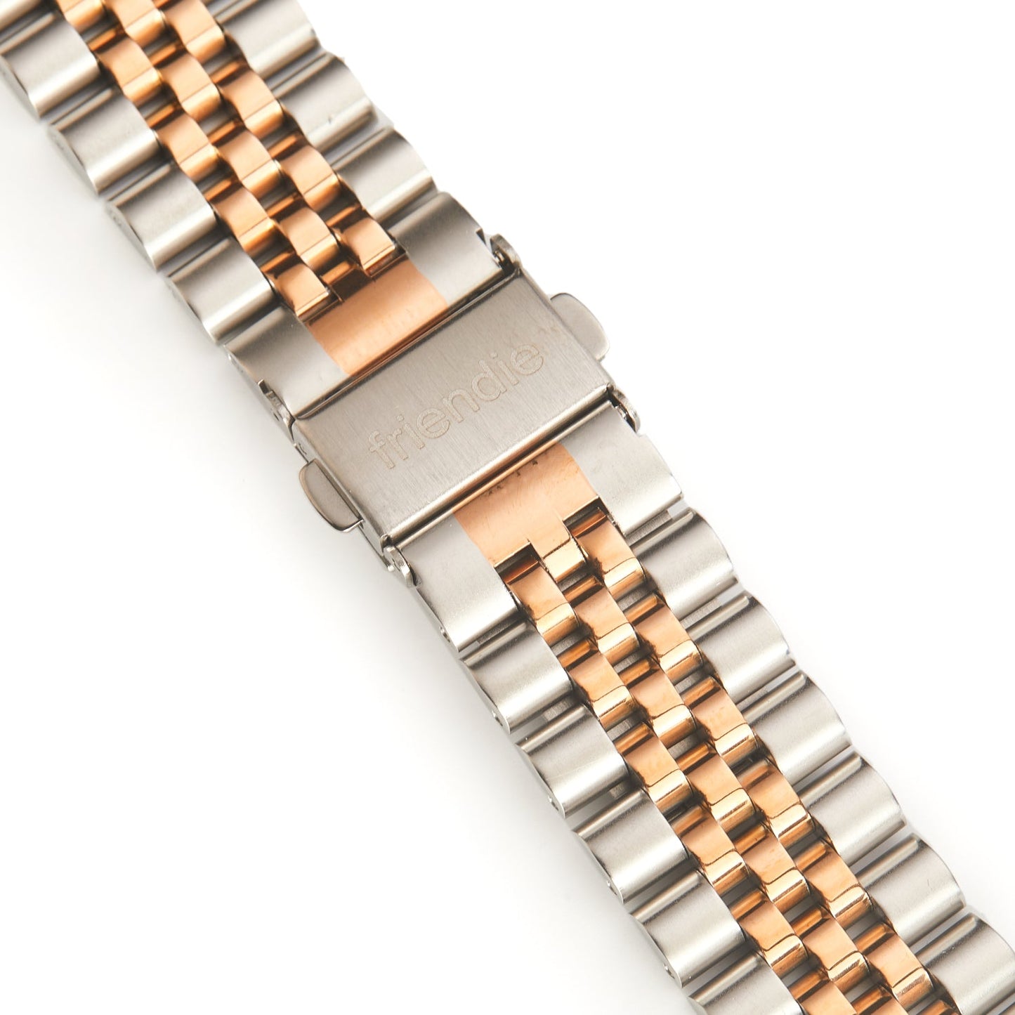 Stainless Steel Link Bracelet Band - The Perth in Silver and Rose Large - Compatible with Apple Watch Size 42mm to 45mm