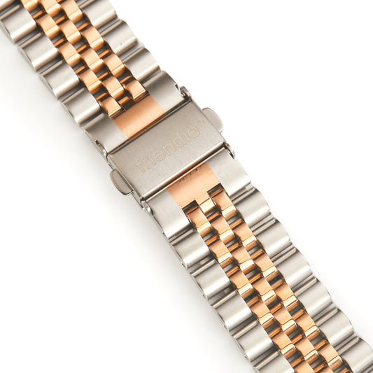 Stainless Steel Link Bracelet Band - The Perth in Silver and Rose Large - Compatible with Apple Watch Size 42mm to 45mm
