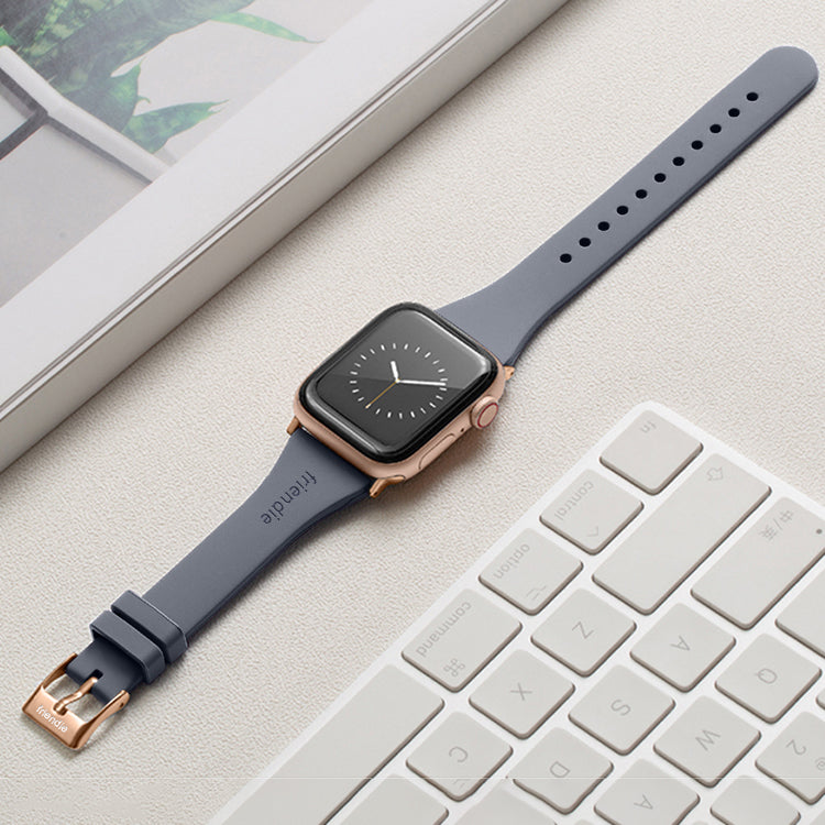 Silicone Band in Stardust Grey with Gold Classic Buckle - The Gippsland - Compatible with Apple Watch Size 38mm to 41mm
