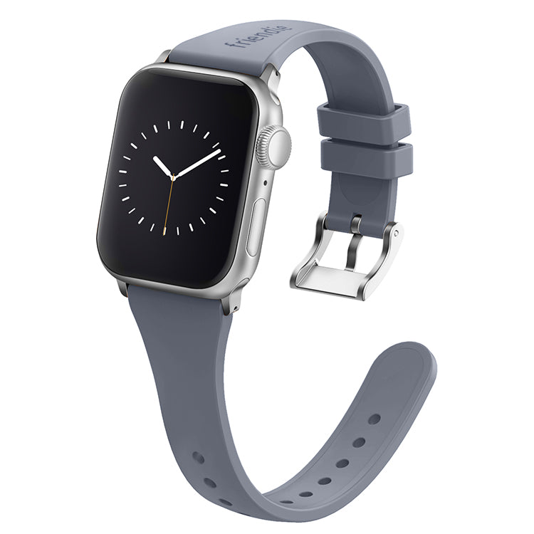 Silicone Band in Stardust Grey with Silver Classic Buckle - The Gippsland - Compatible with Apple Watch Size 38mm to 41mm