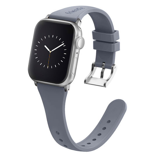 Silicone Band in Stardust Grey with Silver Classic Buckle - The Gippsland - Compatible with Apple Watch Size 38mm to 41mm