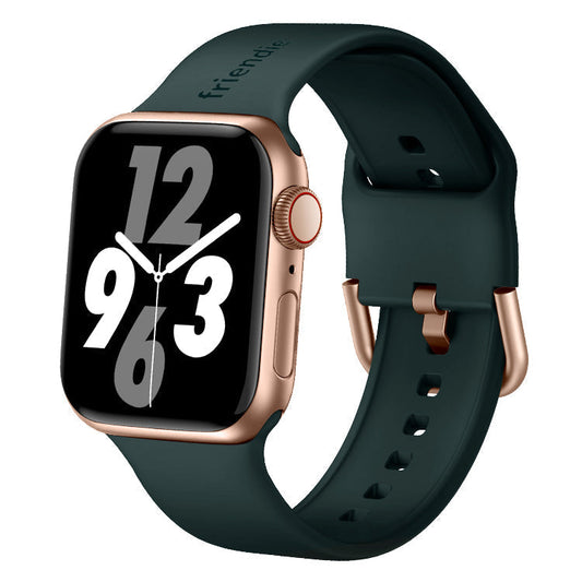 Silicone Band in Royal Green with Gold Modern Buckle - The Byron Large - Compatible with Apple Watch Size 42mm to 45mm