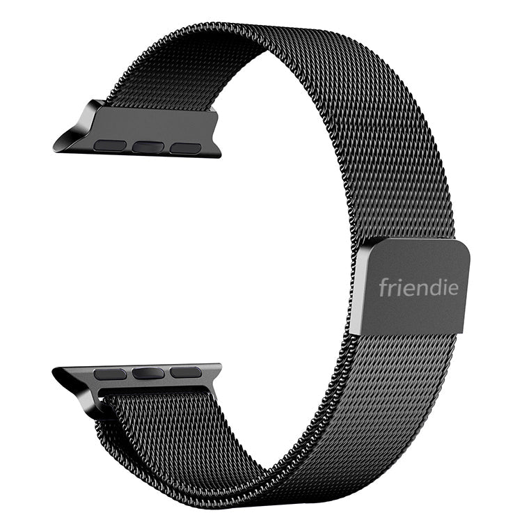 Stainless Steel Link Woven Mesh Infinite Loop Band - The Melbourne in Black - Compatible with Apple Watch Size 38mm to 41mm