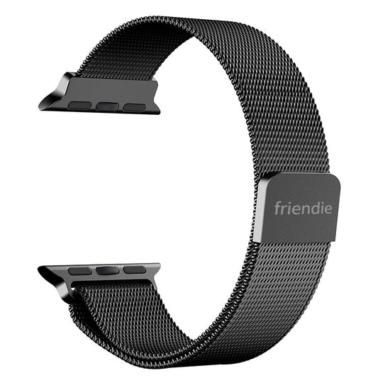 Stainless Steel Link Woven Mesh Infinite Loop Band - The Melbourne in Black - Compatible with Apple Watch Size 38mm to 41mm