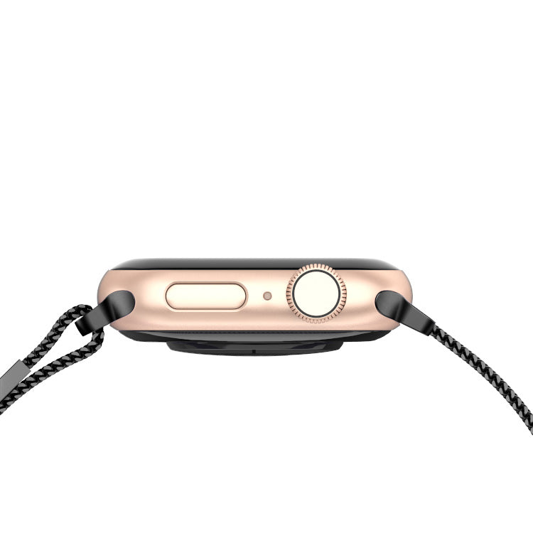 Stainless Steel Link Woven Mesh Infinite Loop Band - The Melbourne in Black - Compatible with Apple Watch Size 38mm to 41mm