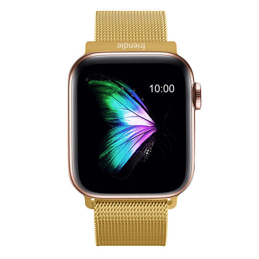 Stainless Steel Link Woven Mesh Infinite Loop Band - The Melbourne in Gold - Compatible with Apple Watch Size 38mm to 41mm-0