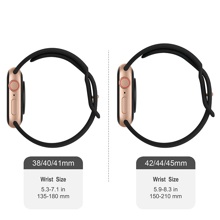 Silicone Sports Band Black with Gold Pin - The Noosa Large - Compatible with Apple Watch Size 42mm to 45mm-2