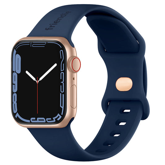 Silicone Sports Band Navy Blue with Gold Pin - The Noosa Large - Compatible with Apple Watch Size 42mm to 45mm-0