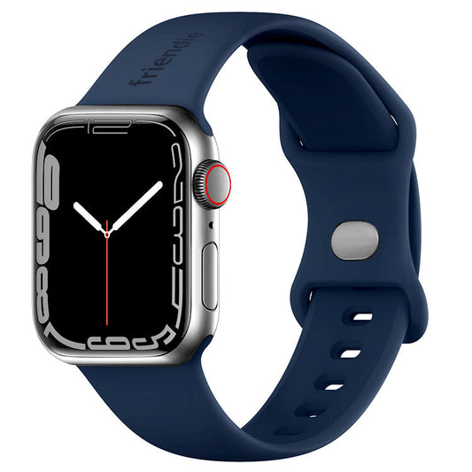 Silicone Sports Band Navy Blue with Silver Pin - The Noosa Large - Compatible with Apple Watch Size 42mm to 45mm-0