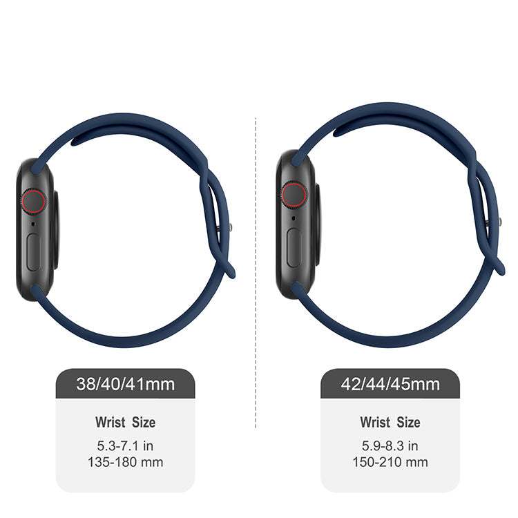 Silicone Sports Band Navy Blue with Silver Pin - The Noosa Large - Compatible with Apple Watch Size 42mm to 45mm-2