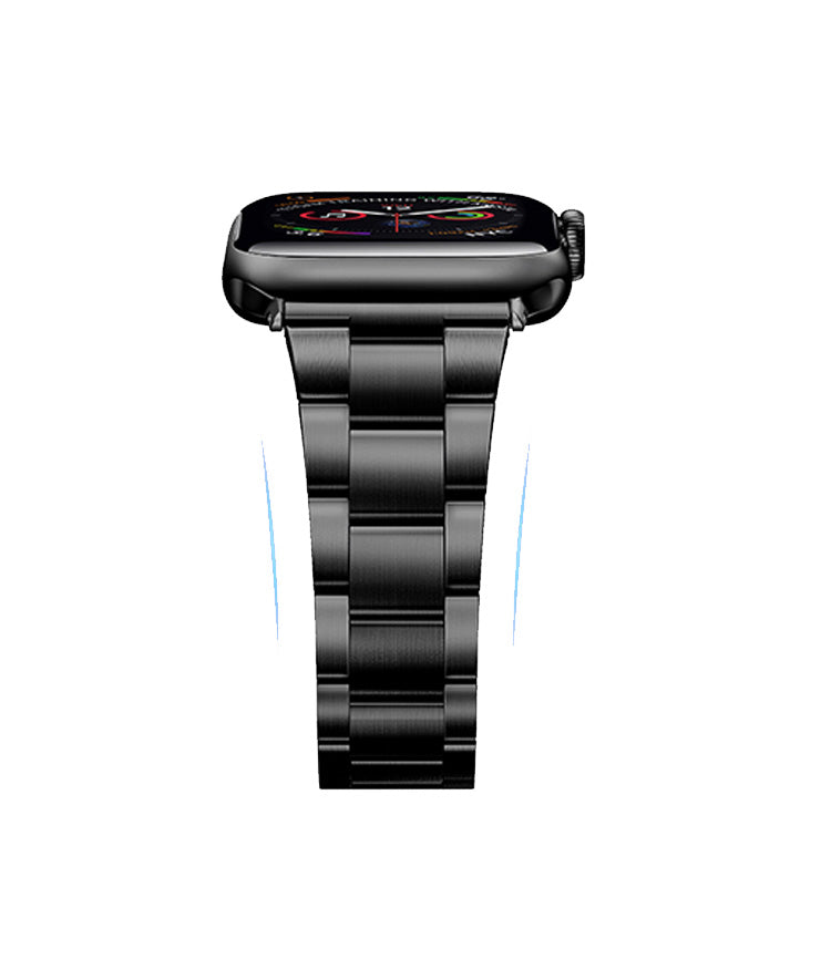 Stainless Steel Link Bracelet Band - The Sydney in Black Large - Compatible with Apple Watch Size 42mm to 45mm-0