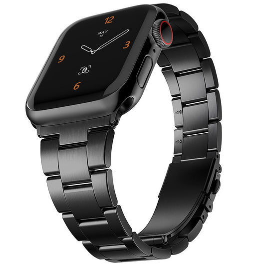 Stainless Steel Link Bracelet Band - The Sydney in Black - Compatible with Apple Watch Size 38mm to 41mm